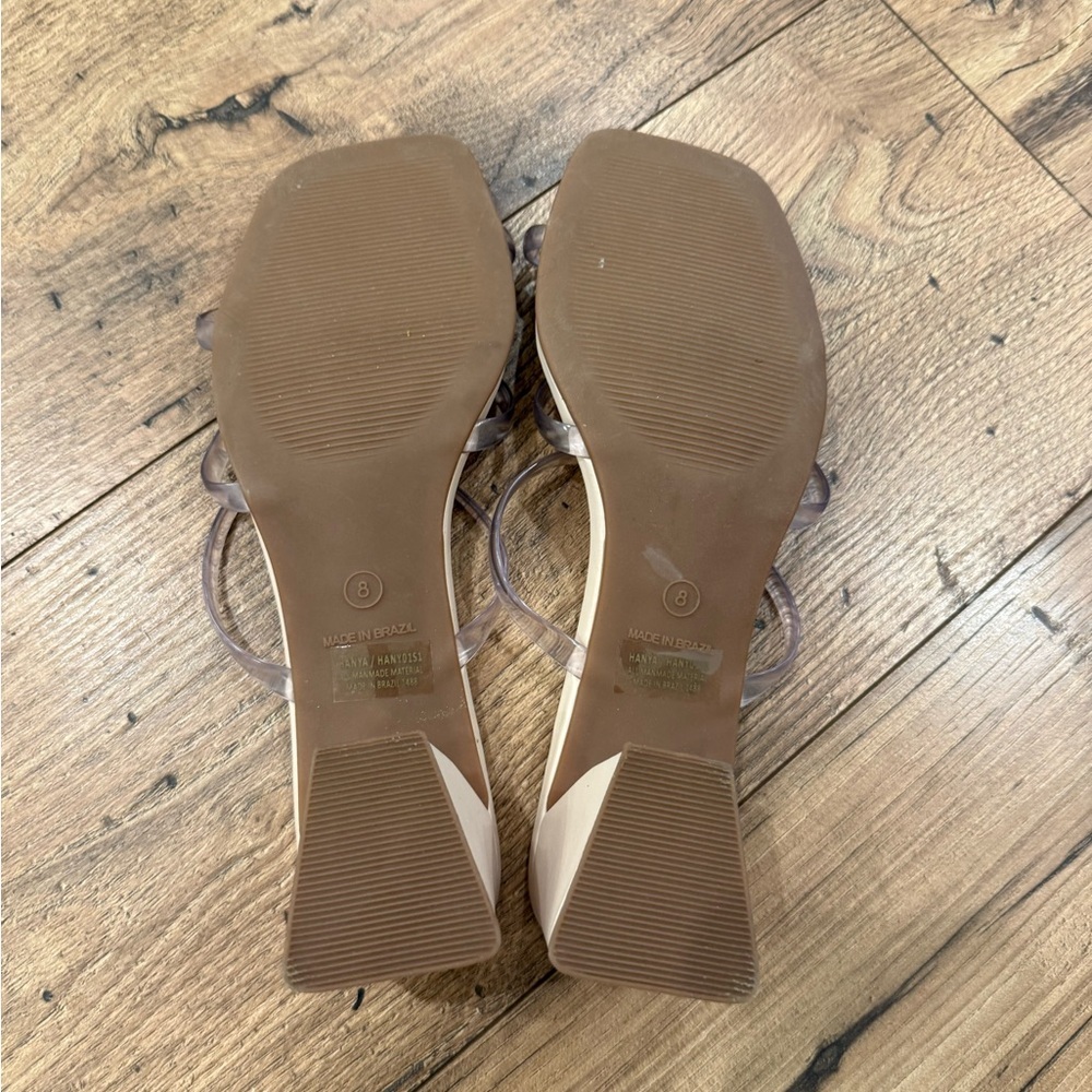 Steve Madden Clear Strap Block Heel Sandals Cream Size 8 - Picture 4 of 4